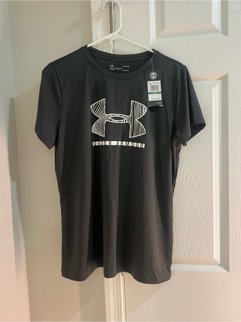 Under Armour Women’s Charcoal Short Sleeve Tee with White Logo